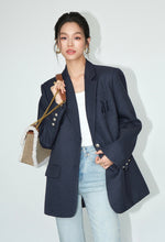 Load image into Gallery viewer, Tailored Vest + Blazer in Navy