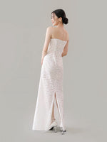 Load image into Gallery viewer, Floral Lace Bustier Maxi Dress in White