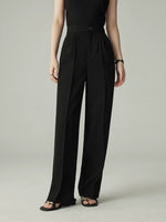 Load image into Gallery viewer, Tailored Straight Leg Line Trousers in Black