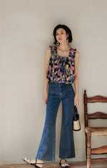 Load image into Gallery viewer, Floral Gathered Strap Bubble Top in Multi