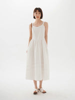 Load image into Gallery viewer, Pleated Cami Summer Dress in White