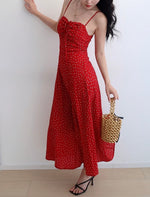Load image into Gallery viewer, Crepe Floral Cami Midi Dress in Red