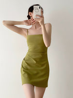 Load image into Gallery viewer, Gathered Mini Dress in Green