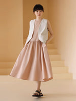 Load image into Gallery viewer, Drop Waist Tie Back Midi Dress in Pink