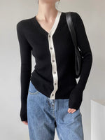 Load image into Gallery viewer, Contrast Edge Cardigan in Black