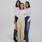 Load image into Gallery viewer, Pointelle Long Sleeve Top in White