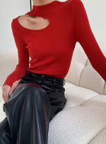 Load image into Gallery viewer, High Neck Cutout Top in Red