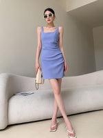 Load image into Gallery viewer, Square Neck Mini Sheath Dress in Blue