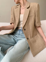 Load image into Gallery viewer, Tailored Short Sleeve Blazer in Tan