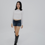 Load image into Gallery viewer, Pointelle Long Sleeve Top in White