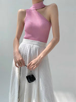 Load image into Gallery viewer, Asymmetric Ribbed Drape Top in Pink