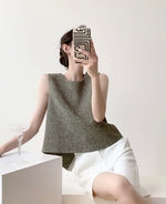 Load image into Gallery viewer, Asymmetric Overlap Top in Greige