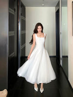 Load image into Gallery viewer, Tulle Flare Stretch Dress in White