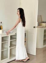 Load image into Gallery viewer, Striped Flute Hem Maxi Dress in White