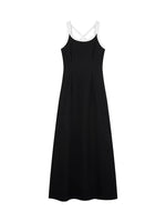 Load image into Gallery viewer, Contrast Cross Back Maxi Dress in Black