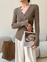 Load image into Gallery viewer, Cross Over Ribbed Top in Brown