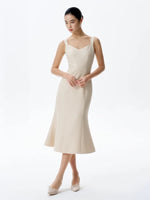 Load image into Gallery viewer, Tweed Sweetheart Mermaid Dress in Beige