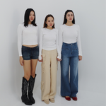 Load image into Gallery viewer, Pointelle Long Sleeve Top in White