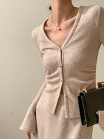 Load image into Gallery viewer, Cardigan + Maxi Mermaid Skirt in Oat