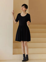 Load image into Gallery viewer, Tulip Stretch Dress in Black
