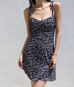 Load image into Gallery viewer, Admiral Floral Cami Tie Mini Dress in Navy