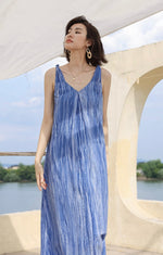Load image into Gallery viewer, Textured Sleeveless Dress in Blue