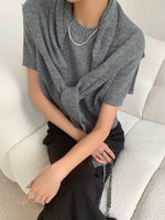 Load image into Gallery viewer, Woolly Knitted Top + Shawl Set in Grey