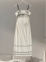 Load image into Gallery viewer, Embroidered Cutout Scallop Edge Dress in Beige- S