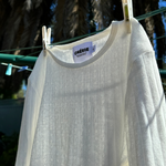 Load image into Gallery viewer, Pointelle Long Sleeve Top in White