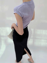 Load image into Gallery viewer, Ribbed Cap Sleeve Knit Top in Purple