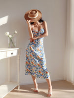Load image into Gallery viewer, Aster Floral Cami Midi Dress in Blue