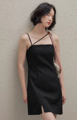 Load image into Gallery viewer, Asymmetric Cami Mini Dress in Black
