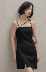 Load image into Gallery viewer, Asymmetric Cami Mini Dress in Black