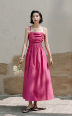 Load image into Gallery viewer, Rusching Cami Maxi Dress in Pink