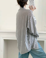 Load image into Gallery viewer, Oversized Striped Pocket Shirt in Black/White