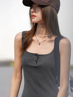 Load image into Gallery viewer, Button Tank Maxi Dress in Grey