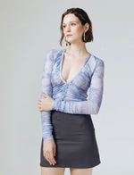 Load image into Gallery viewer, Karlie Sheer Hand Detailed Top in Blue