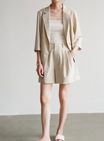 Load image into Gallery viewer, Tailored Long Shorts in Beige