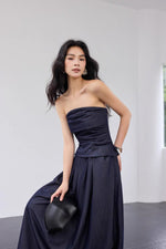 Load image into Gallery viewer, Bustier Top // Pocket Skirt Set in Navy