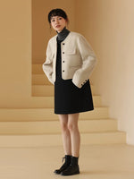 Load image into Gallery viewer, Tweed Sleeveless Button Shift Dress in Black