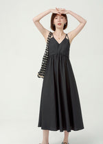 Load image into Gallery viewer, Double Cami Cross Back Pocket Dress in Black