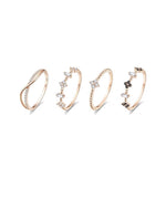 Load image into Gallery viewer, Set of 4 Rose Gold Diamante Rings