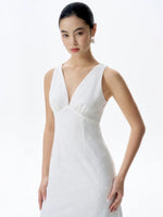 Load image into Gallery viewer, Embroidered Floral Mermaid Midi Dress in White