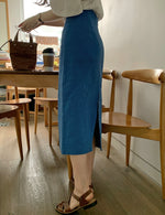Load image into Gallery viewer, Korean Linen H-Line Skirt in Blue