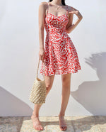 Load image into Gallery viewer, Loveheart Tie Strap Mini Dress in Orange