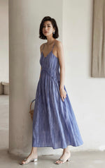 Load image into Gallery viewer, Textured Ruffle Cami Dress in Blue