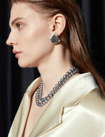 Load image into Gallery viewer, Matte Square Curve Earrings in Silver