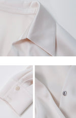 Load image into Gallery viewer, Satin Wrap Shirt Dress in Cream