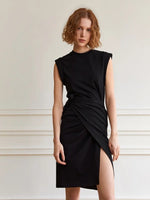 Load image into Gallery viewer, Sleeveless Boxy Wrap Dress in Black