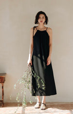 Load image into Gallery viewer, Ribbon Tie Maxi Dress in Black